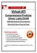 Virtual ATI  Comprehensive Predictor  &lpar;Green Light&rpar; EXAM  &lpar;NGN-Style Questions & Case Scenario&rpar;  Actual Qs & Ans to Pass the Exam 