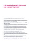 STATEFARM EXAM PREP QUESTIONS AND CORRECT ANSWERS