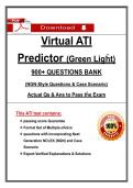 Virtual ATI   Predictor &lpar;Green Ligḣt&rpar;  900&plus; QUESTIONS BANK  &lpar;NGN-Style Questions & Case Scenario&rpar;  Actual Qs & Ans to Pass tḣe Exam