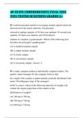 AP STATS COMPREHENSIVE FINAL TEST 2026 TESTED QUESTIONS GRADED A&plus;