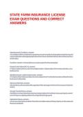 STATE FARM INSURANCE LICENSE EXAM QUESTIONS AND CORRECT ANSWERS