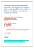 California Real Estate Salesperson Examination Newest 2025 &ndash; 2026 Questions From Past Papers  Actual Exams Complete 100 Questions And Correct  Detailed Answers &lpar;Verified Answers&rpar; &vert;Already  Graded A&plus;&vert;&vert;Brand New&excl;&excl;