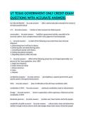 UT TEXAS GOVERNMENT ONLY CREDIT-EXAM QUESTIONS WITH ACCURATE ANSWERS