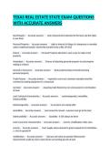 TEXAS REAL ESTATE STATE EXAM QUESTIONS WITH ACCURATE ANSWERS