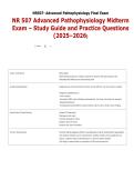 NR 507 Advanced Pathophysiology Midterm Exam &ndash; Study Guide and Practice Questions &lpar;2025&ndash;2026&rpar;