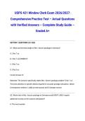 USPS 421 Window Clerk Exam 2026&sol;2027&colon; Comprehensive Practice Test &ndash; Actual Questions with Verified Answers &ndash; Complete Study Guide &ndash; Graded A&plus;