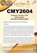 CMY2604 Assignment 1 &lpar;COMPLETE ANSWERS&rpar; Semester 1 2026 - DUE 25 March 2026