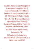 Solutions Manual Cost Management A Strategic Emphasis 2024 &lpar;2025&rpar; Evergreen Release By Edward Blocher&comma; Paul Juras&comma; Steven Smith