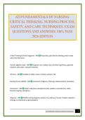 ATI FUNDAMENTALS OF NURSING&colon; CRITICAL THINKING&comma; NURSING PROCESS&comma; SAFETY&comma; AND CARE TECHNIQUES&period; EXAM QUESTIONS AND ANSWERS 100&percnt; PASS 2026 EDITION