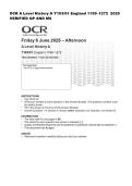 OCR A Level History A Y103&sol;01 England 1199&ndash;1272 2025 VERIFIED QP AND MS