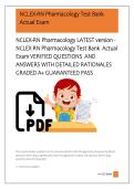 NCLEX-RN Pharmacology LATEST version  NCLEX RN Pharmacology Test Bank  Actual  Exam VERIFIED QUESTIONS  AND  ANSWERS WITH DETAILED RATIONALES  GRADED A&plus; GUARANTEED PASS  