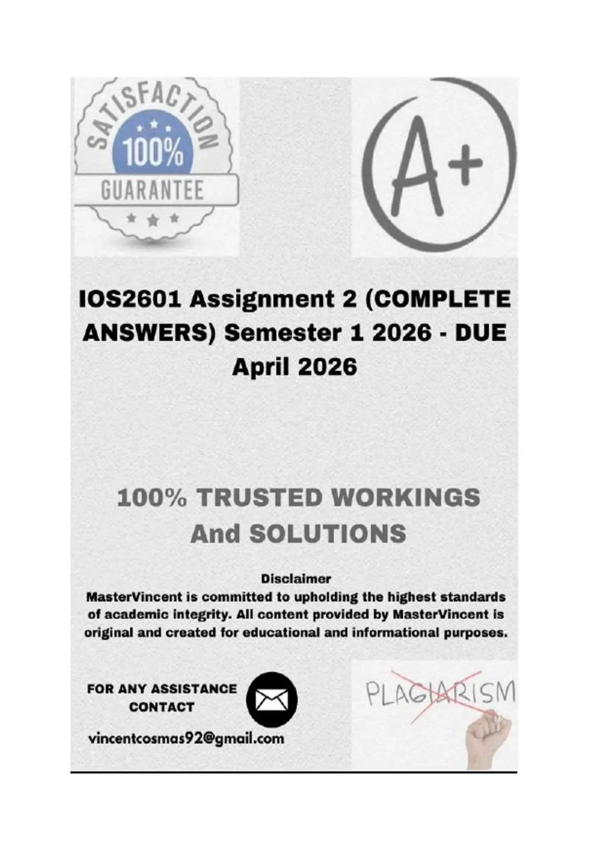 IOS2601 Assignment 2 (COMPLETE ANSWERS) Semester 1 2026 - DUE April ...