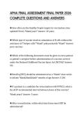 APHA FINAL ASSESSMENT FINAL PAPER 2026 COMPLETE QUESTIONS AND ANSWERS