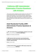 California ARF Administrator Examination &ndash; Practice Questions with Answers for Adult Residential Facility Certification Preparation