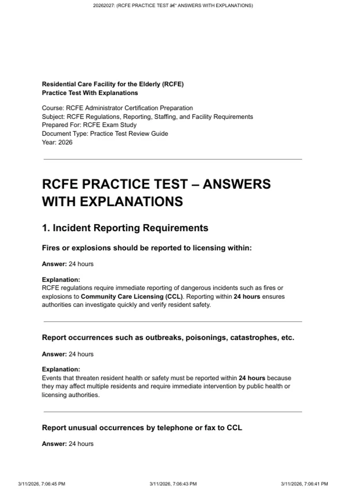 RCFE Administrator Certification Exam – California Department of Social ...