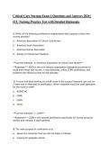 Critical Care Nursing Exam 1 Questions and Answers 2026 &vert; ICU Nursing Practice Test Bank with Detailed Rationales &vert; NCLEX & Critical Care RN Review