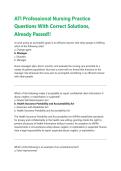 ATI Professional Nursing Practice Questions With Correct Solutions&comma; Already Passed&excl;&excl;
