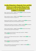 Cardiac Biomarkers&comma; Diagnostic Tests&comma; and Risk  Factors in Cardiovascular Disease Exam  UPDATED ACTUAL QUESTIONS AND  CORRECT ANSWERS