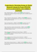 Comprehensive Marketing Strategy & Market  Research Concepts for Exam UPDATED  ACTUAL QUESTIONS AND CORRECT  ANSWERS