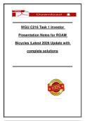 WGU C216 Task 1 Investor Presentation Notes for ROAM Bicycles &vert;Latest 2026 Update with complete solutions
