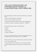 CMCA EXAM WITH QUESTIONS AND  ANSWERS&vert;&vert; ALREADY GRADED A&plus;&vert;&vert;  GUARANTEED PASS&vert;&vert; LATEST VERSION 2026 