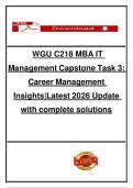    WGU C218 MBA IT  Management Capstone Task 3&colon; Career Management  Insights&vert;Latest 2026 Update  with complete solutions                    C218 MBA IT Management Capstone &ndash; Task 3   Western Governors University Anthony Duran October 15&comma; 2025              