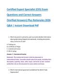 Certified Export Specialist &lpar;CES&rpar; Exam  Questions and Correct Answers  &lpar;Verified Answers&rpar; Plus Rationales 2026  Q&A &vert; Instant Download Pdf 