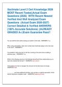 Xactimate Level 2 Cert Knowledge 2026   MOST Recent Tested&comma;Actual Exam  Questions &lpar;2026&rpar;  WITH Recent Newest  Verified And Well Analyzed Exam  Questions  &lpar;Actual Exam 2026-2027&rpar;  Correct Detailed & Verified ANSWERS  &lpar;100&percnt; Accurate Solutions&rpar; &vert;&vert;ALREADY  GR