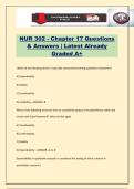 NUR 302 - Chapter 17 Questions & Answers &vert; Latest Already Graded A&plus;