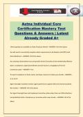 Aetna Individual Core Certification Mastery Test Questions & Answers &vert; Latest Already Graded A&plus;