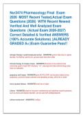 Nur2474 Pharmacology Final  Exam   2026  MOST Recent Tested&comma;Actual Exam  Questions &lpar;2026&rpar;  WITH Recent Newest  Verified And Well Analyzed Exam  Questions  &lpar;Actual Exam 2026-2027&rpar;  Correct Detailed & Verified ANSWERS  &lpar;100&percnt; Accurate Solutions&rpar; &vert;&vert;ALREADY  G
