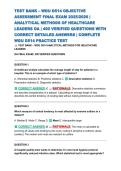 TEST BANK &ndash; WGU D514 OBJECTIVE ASSESSMENT FINAL EXAM 2025&sol;2026 &vert; ANALYTICAL METHODS OF HEALTHCARE LEADERS OA &vert; 400 VERIFIED QUESTIONS WITH CORRECT DETAILED ANSWERS &vert; COMPLETE WGU D514 PRACTICE TEST