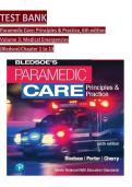 Paramedic Care&colon; Principles & Practice &ndash; Bledsoe 6th Edition Volume 3 Medical Emergencies &ndash; Complete Test Bank Questions and Answers for Chapters 1&ndash;13