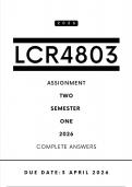 LCR4803 Assignment 2 Answers - Semester 1 &comma; 2026 &vert; Due Date 3 April 2026