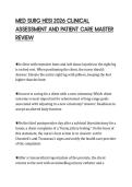 MED SURG HESI 2026 CLINICAL ASSESSMENT AND PATIENT CARE MASTER REVIEW