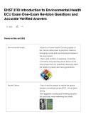 EHST 2110 Introduction to Environmental Health ECU Exam One-Exam Revision Questions and Accurate Verified Answers