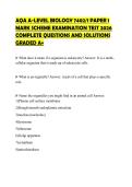 AQA A-LEVEL BIOLOGY 7402&sol;1 PAPER 1 MARK SCHEME EXAMINATION TEST 2026 COMPLETE QUESTIONS AND SOLUTIONS GRADED A&plus;