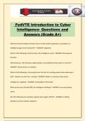 FedVTE Introduction to Cyber Intelligence- Questions and Answers &lpar;Grade A&plus;&rpar;