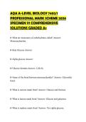 AQA A-LEVEL BIOLOGY 7402&sol;1 PROFESSIONAL MARK SCHEME 2026 SPECIMEN V1 COMPREHENSIVE SOLUTIONS GRADED A&plus;