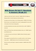 MVA Drivers Ed Unit 5- Questions & Answers &lpar;Grade A&plus;&rpar;