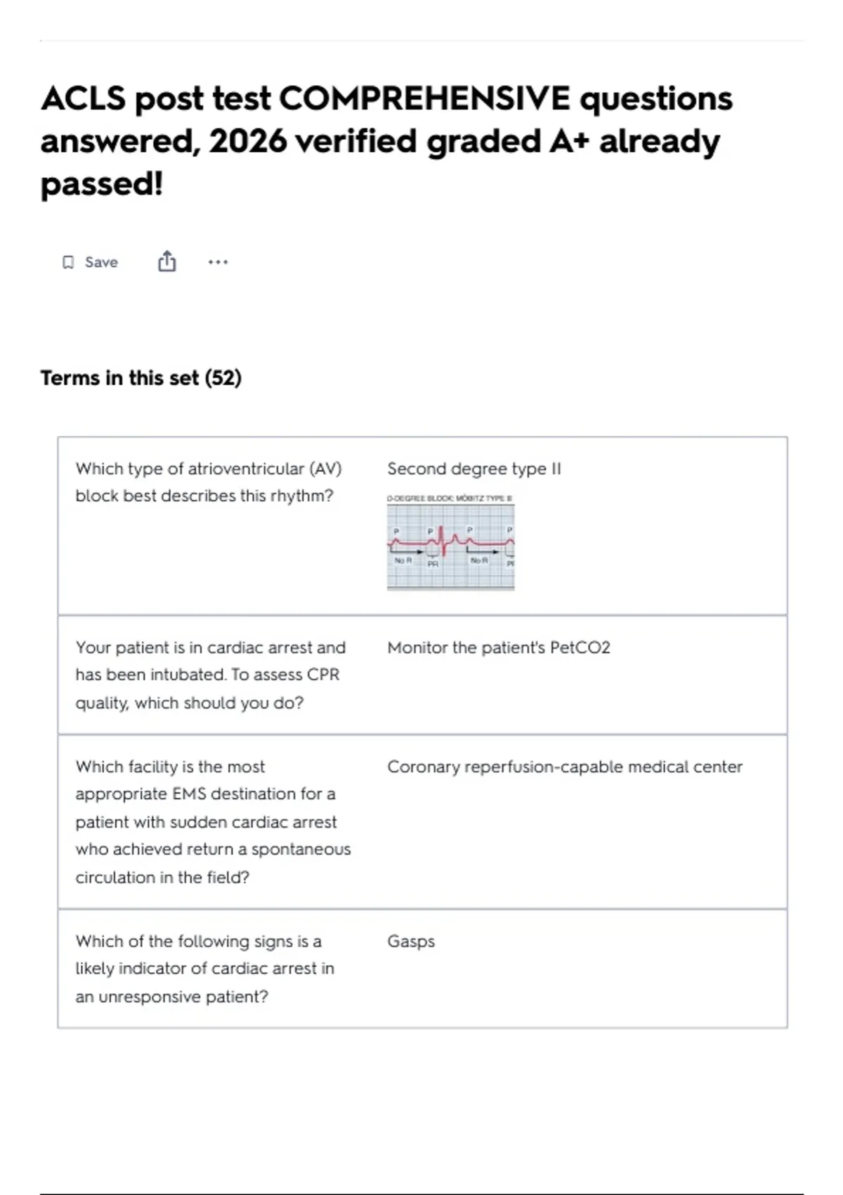 ACLS post test COMPREHENSIVE questions answered, 2026 verified graded ...
