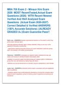 MBA 705 Exam 2 - Minsun Kim Exam  2026  MOST RecentTested&comma;Actual Exam  Questions &lpar;2026&rpar;  WITH Recent Newest  Verified And Well Analyzed Exam  Questions  &lpar;Actual Exam 2026-2027&rpar;  Correct Detailed & Verified ANSWERS  &lpar;100&percnt; Accurate Solutions&rpar; &vert;&vert;ALREADY  GRA