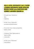 AQA A LEVEL GEOGRAPHY 7037 2 PAPER 2 HUMAN GEOGRAPHY MARK UPDATED REVIEW PAPER 2026 QUESTIONS AND CORRECT ANSWERS GRADED A&plus;