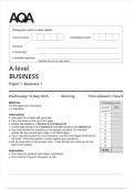 AQA A-level BUSINESS Paper 1 JUNE 2025 QUESTION PAPER AND MARK SCHEME