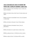 AQA GCSE BIOLOGY 8464 1H HIGHER TIER PAPER ONE COMPLETE MARKING GUIDE 2026