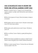 AQA GCSE BIOLOGY 8464 1H HIGHER TIER PAPER ONE OFFICIAL MARKING SCRIPT 2026