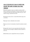 AQA GCSE BIOLOGY 8464 1H PAPER ONE HIGHER TIER MARK SCHEME 2026 FINAL VERSION