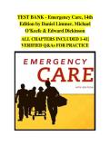 Verified EMT Test Bank for Emergency Care &lpar;14th Edition&rpar; &ndash; Daniel Limmer&comma; Michael O&rsquo;Keefe & Edward Dickinson