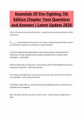 Essentials Of Fire Fighting 7th Edition Chapter 1test Questions and Answers &vert; Latest Update 2026