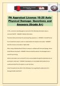 PA Appraisal License 16-20 Auto Physical Damage- Questions and Answers &lpar;Grade A&plus;&rpar;